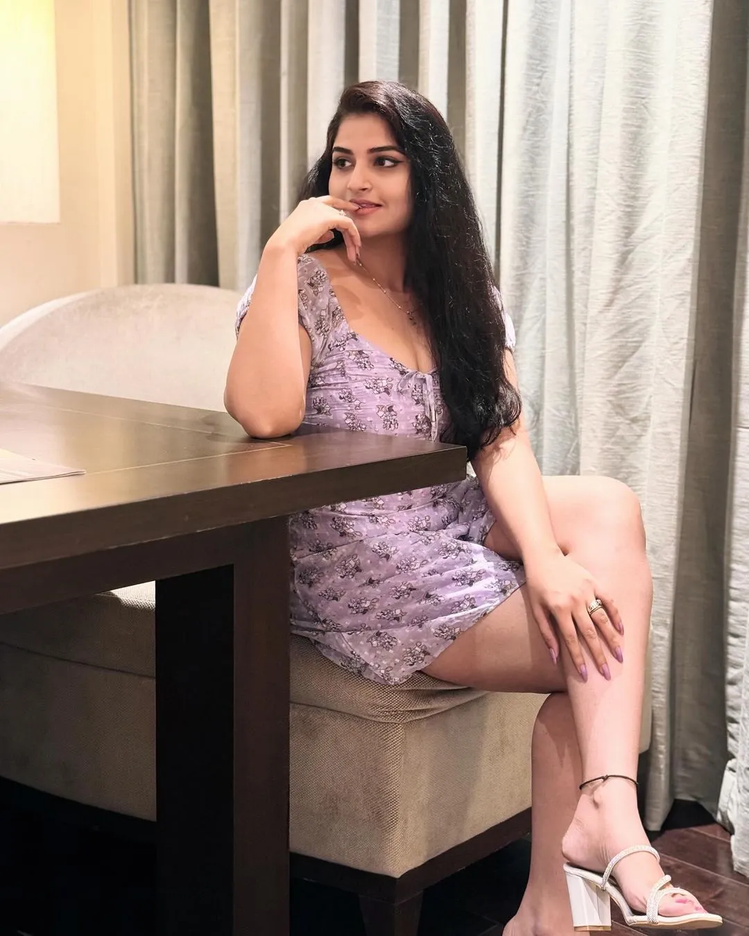 TELUGU TV ACTRESS RUPA MUGGALLA LONG LEGS SHOW IN MINI VIOLET SKIRT 7